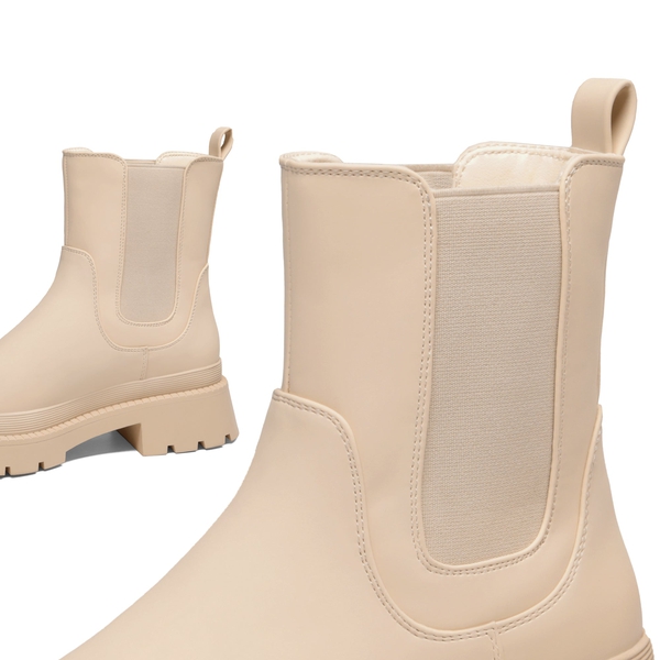 Chelsea Platform Booties - BEIGE WHITE - 4